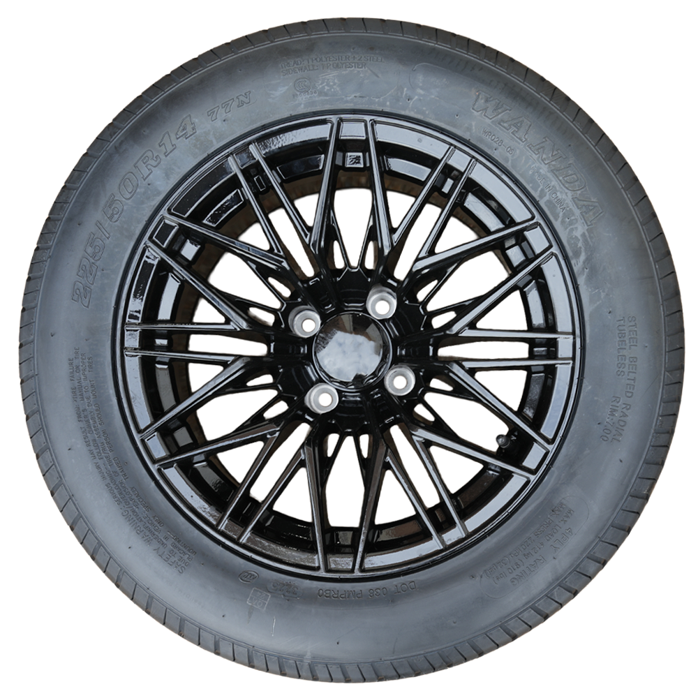 Glossy Black 14" Wheel and Tire Combo - RENO Performance